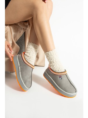 Texfoot Valentine Süet Içi Kürklü Renkli Taban Tazz Terlik