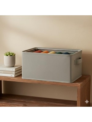 Storemax Raf Düzenleyici, Katlanabilir Kıyafet Organizeri, Çelik Destekli Tela Kumaş Çok Amaçlı Saklama Kutusu, Dolap Içi Çekmece Düzenleyici, Gri (45X25X20CM)