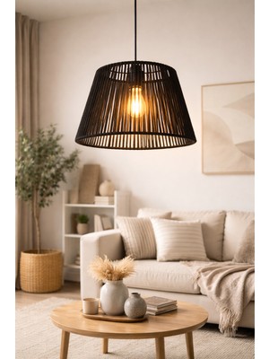 Yutedekor Bohem Makrome Siyah Avize – Salon, Yatak Odası, Antre, Kafe & Restoran Aydınlatma - 30 cm