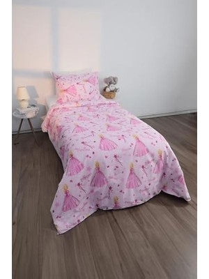 Storemax Favora Prenses Desen Pamuklu  Tek Kişilik Nevresim Seti - Pembe