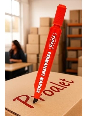 Storemax Koli Kalemi, Alkol Bazlı Mürekkep, 3 mm Yuvarlak Uçlu, Permanent Marker, Tüm Yüzeyler Için, Suya Dayanıklı, Hızlı Kuruyan, Endüstriyel Kalem (Kırmızı, Adet, 12)