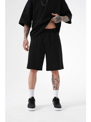 Machinist Erkek Premium Basic Pamuklu Şort Siyah