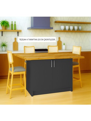 T Designo Savan Mutfak Adası - Alt Modül - 2 Kapaklı - 160 cm - Tezgah Dahil