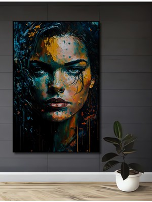 Teona Ahşap Gızemlı Kadın Portresi Yağlı Boya Görünümlü Modern Sanat Ahşap Dekoratif Ev,antre,salon,ofis Tablo