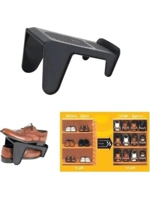 Storemax Siyah Dolap Içi Dışı Ayakkabı Düzenleyici Plastik Rampa Terlik Ekstra Saklama Istifleme Organizeri Siyah (10)