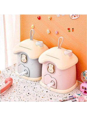 Storemax Kumbara Sevimli Tavşan Bacalı Ev Kumbara Kapaklı Pembe