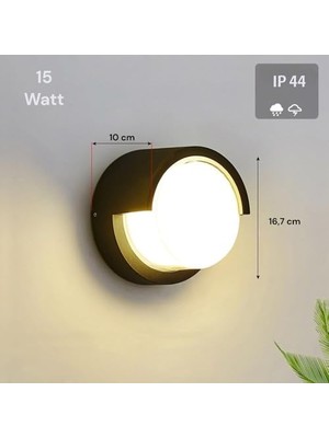 Storemax 15W Modern Tasarım LED Aplik Iç ve Dış Mekan Duvar Lambası 3200K Gün Işığı Bahçe Duvar Apliği