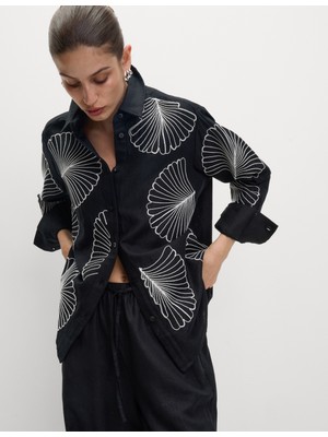 Marks & Spencer Keten Işlemeli Gömlek