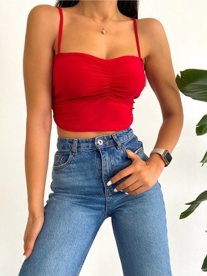 Qutta Kadın Askılı Sandy Crop Bluz