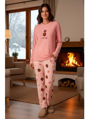 Remsa Kadın Termal Uzun Kol Pijama Takımı 4753 PEMBE01