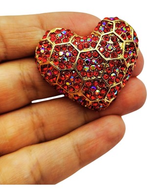 BB Bi Butik Shop Kırmızı Kristal Kalp Broş