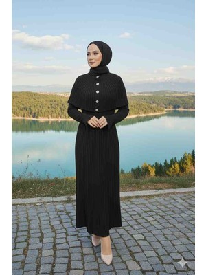 İstemil Tekstil Pelerinli Triko Elbise