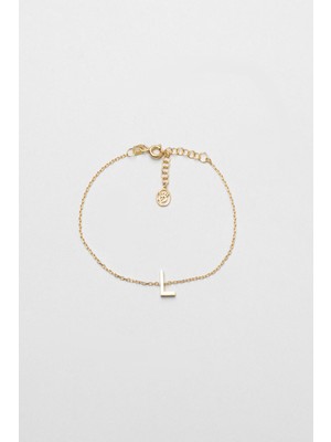 So CHIC My Story L Harfi 18 Ayar Sarı Altın Kaplama 18 Cm Gümüş Bileklik