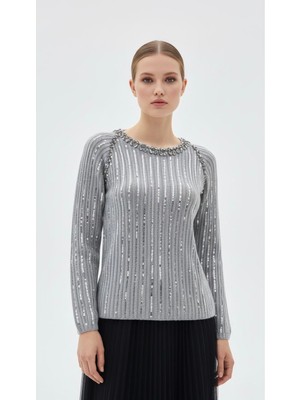 Rabiossa Taşlı Triko Bluz Ithal