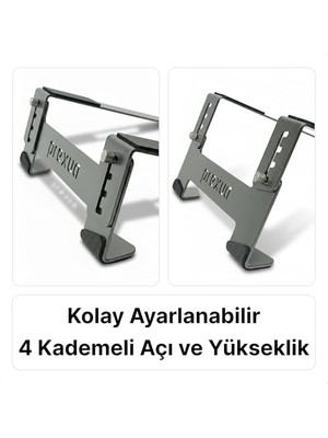 Storemax Prexua Stepper Laptop Standı - Notebook Yükseltici Altlık - Metal - Siyah - STP4025 (Siyah)