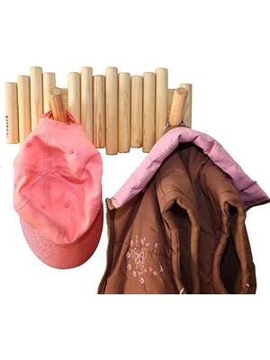 Storemax El Üretimi Ahşap Askılık, Duvara Monte Ahşap Duvar Askısı, Kapı Arkası Askılık, (Natural)