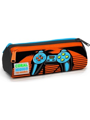 Storemax Siyah Turuncu Gamers Üç Bölmeli Kalem Çantası -Erkek Çocuk