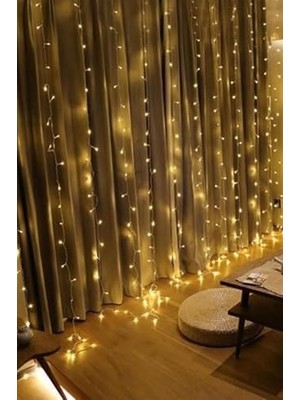 Storemax Saçaklı Perde LED Işıklar Animasyonlu Kumandalı Fişli - Günışığı (3x2)