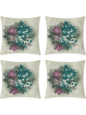 Storemax Dijital Baskı Bitki ve Yaprak Desenli Dekoratif Yastık Kılıfı 45X45 cm – Fermuarlı, Yıkanabilir, Modern Doğal Tasarım, 4’lü Set – Iç Yastık Dahil Değildir