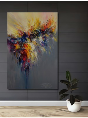 Teona Ahşap Enerjik Patlama Soyut Sanat Yağlı Boya Görünümlü Ahşap Dekoratif Ev,antre,salon,ofis,mutfak Tablo
