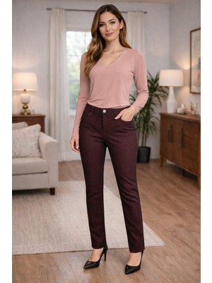 Bolınto 297 5 Cep Desenlı Dar  Paca Pantolon