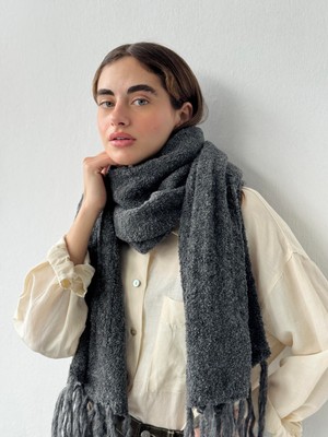 Retrobird Büyük Boy Soft Buklet Örgü Atkı Kadın Antrasit