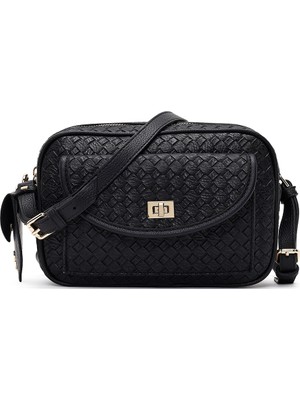 Derimod Kadın Siyah Uzun Askılı Örgü Çapraz Çanta 25WBD238214