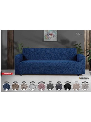 Bella Home Altınkoza Çekyat Stil Strech Koltuk Örtüsü (3+3) - Likralı - Lastikli - Oturma Grubu