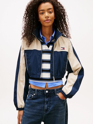 Tommy Hilfiger Tjw Naylon Şerit Detaylı Kadın Mavi Yağmurluk DW0DW22055C1G