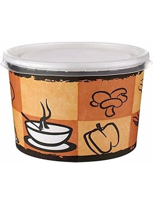 Storemax Kağıt Çorba Kasesi Karton Çorba Kasesi Kapaklı (25'adet