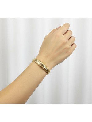 Kuyumcu Nurettin  10 gr (Gram) Dalgalı Su Yolu Desenli Şarnel Bilezik 22 Ayar Altın Yatırımlık Işçiliksiz