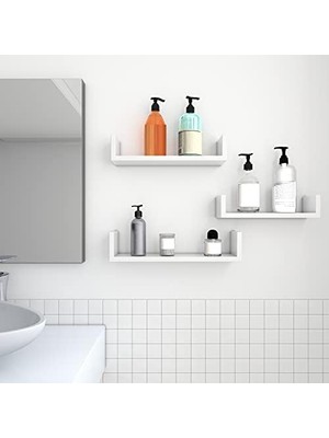Storemax Duvar Rafları, 3'lü Set, U Şeklinde Yüzer Raflar, Çok Parlak Yüzey, Yaratıcı Fikirler, Mdf'den Yapılmış Depolama Rafı, Beyaz LWS40WT
