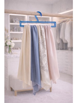 Ozzen Kırılmaz Mavi Şal Askısı -Eşarp Askısı- Atkı Askısı Dikdörtgen 10'lu Paket