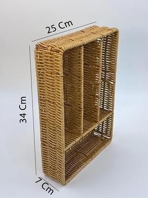 Storemax Hasır Örgülü 5 Gözlü Kaşıklık – Çekmece Içi Kaşık, Çatal, Bıçak Düzenleyici Organizer, Doğal Hasır El Yapımı Mutfak Gereçleri Saklama Ünitesi, Estetik ve Fonksiyonel Tasarım (Plastik Örgü)