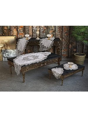 Storemax Çeyiz Diyarı Fransız Güpürlü Yasemin Kadife Salon Takımı 5 Parça Gri 161756