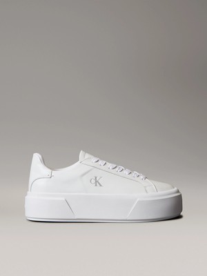 Calvin Klein Flatform Bağcıklı Deri Kadın Beyaz Sneaker YW0YW01928-0K4