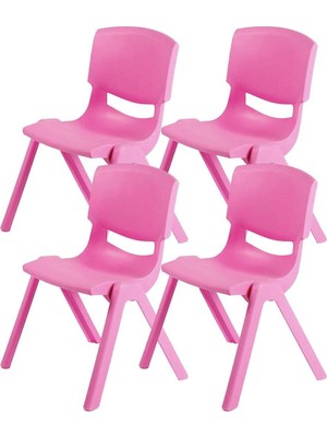 Storemax 4'lü Set Büyük Şirin Çocuk Sandalyesi Pembe