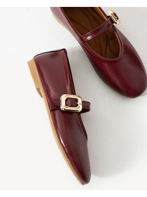 Nmoda Kadın Babet Ayakkabı Altın Tokalı Şık Hafif Ortopedik Ses Yapmaz Taban