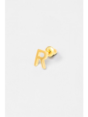 So CHIC My Story R Harfi 18 Ayar Sarı Altın Kaplama Gümüş Tek Küpe