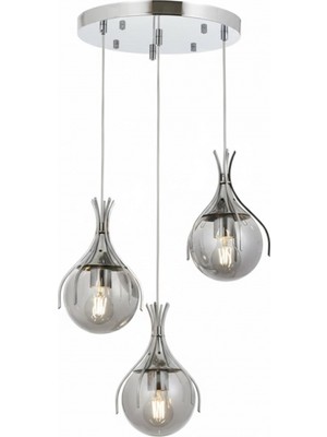 Avonni AV-1766-3KT Krom Kaplama Klasik Avize E27 Metal Cam 40 cm