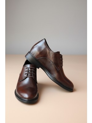 Elevold One Erkek Hakiki Deri El Yapımı Klasik 7 cm Boy Uzatan Ayakkabı - Acı Kahve