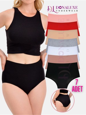 Donaluxe Kadın Külot , Kadın Yüksek Bel Pamuklu Yumuşak Kumaş 7'li Paket Külot