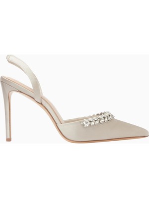 Nass Sandra 100 Kristal Işlemeli Saten Slingback Stiletto, Şık ve Zarif