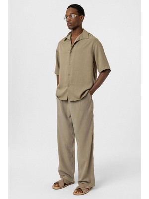 Vamos Relaxed Fit Kumaş  Pantolon Haki