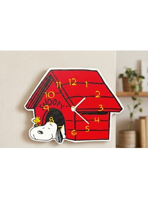Grifon3D Snoopy ve Woodstock Tasarımlı Dekoratif Duvar Saati - Çocuk Odası Için Doğa Dostu Pla Malzeme (25X20 Cm)