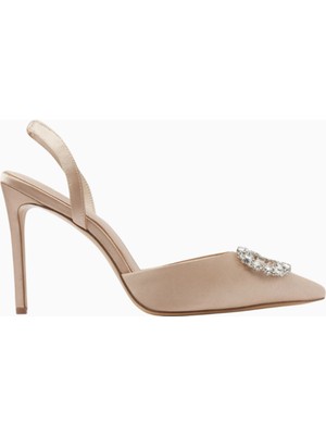 Nass Kyra 100 Kristal Tokalı, Saten Slingback Stiletto