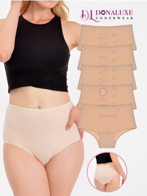 Donaluxe Kadın Yüksek Bel Ten Pamuklu Yumuşak Kumaş 5'li Paket Külot