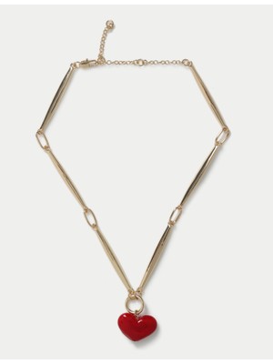 Marks & Spencer Kırmızı Kalp Uçlu Zincir Kolye