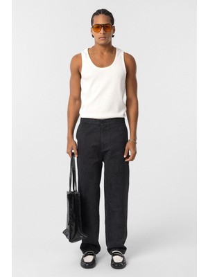 Vamos Yıkamalı Baggy Gabardin Pantolon Siyah