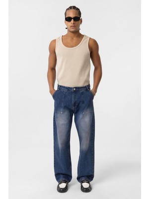 Vamos Cep Detaylı Baggy Fit Jean Açık Mavi